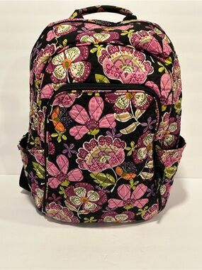 Vera Bradley Campus Backpack Pirouette Quilted Cotton Floral Laptop Travel